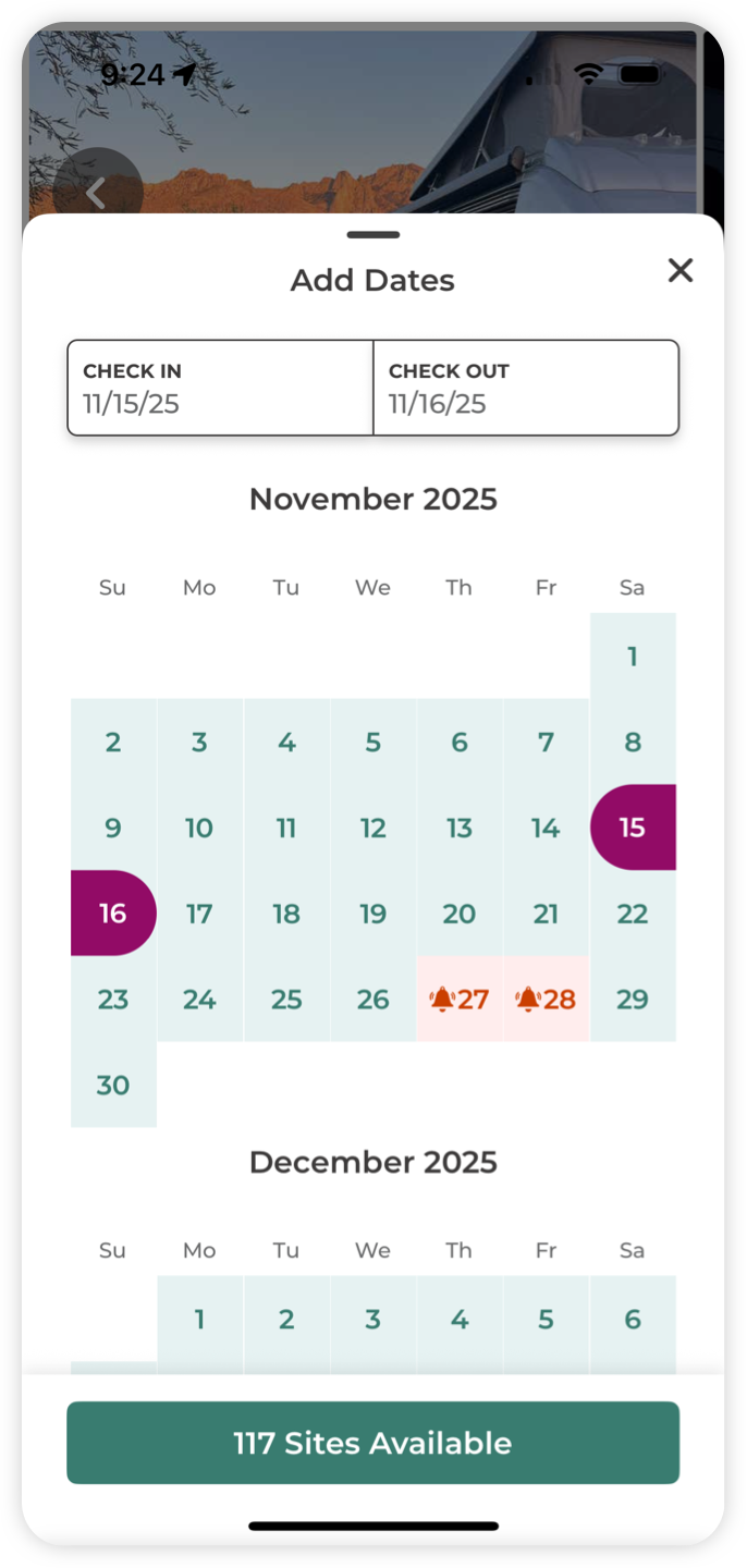 The Dyrt Campground Calendar